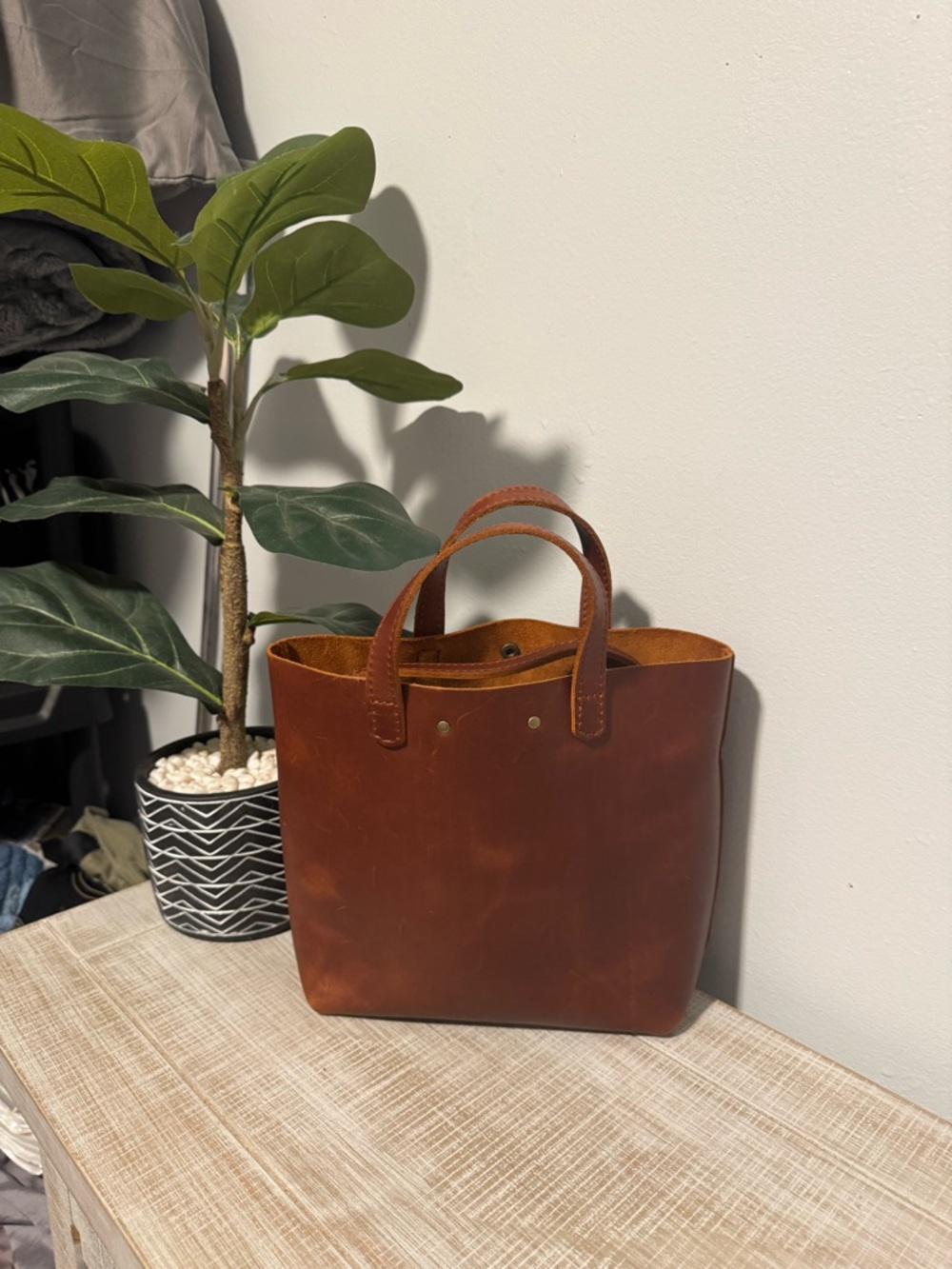 Portland Leather Brown Leather Crossbody Tote - Picture 2 of 3